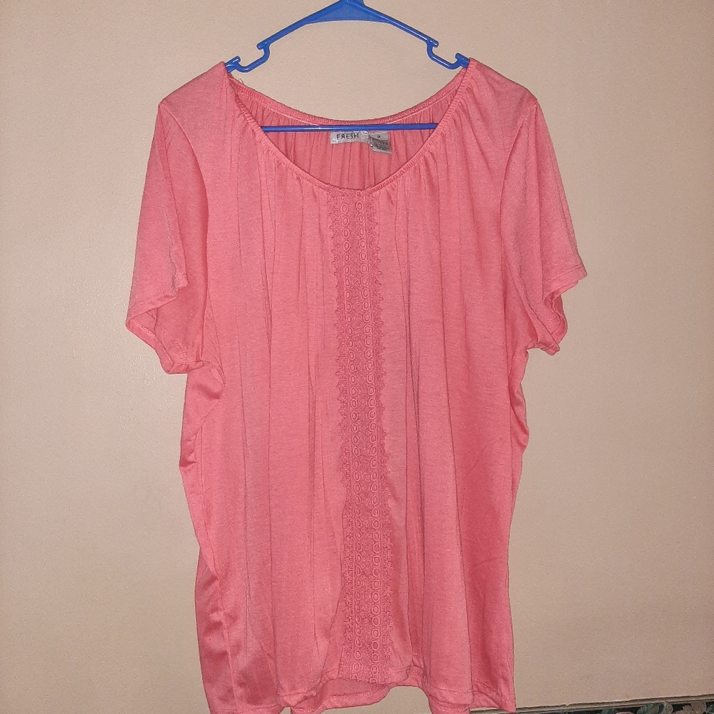 Fresh -Scoop Neck knit blouse - Peach /Apricot